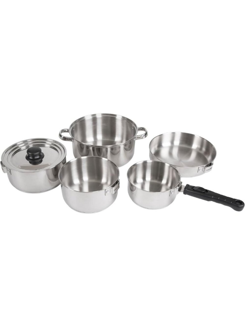 Stansport Stainless Steel Camping Cookware Set – Durable Nesting Mess Kit for